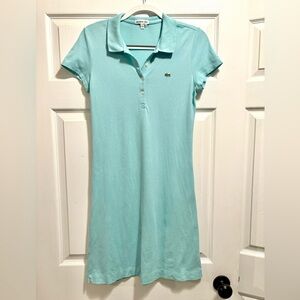 Lacoste Teal Turquoise Blue Piqué Polo Dress Short Sleeves Size 38 Medium